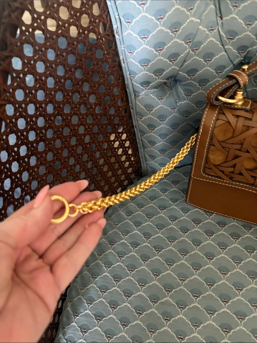 Tory Burch Brown Miller Leather Basketweave Shoulder Bag